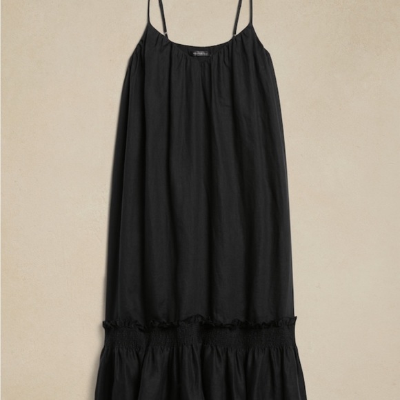 Banana republic black linen charlize midi dress xs - Picture 4 of 5